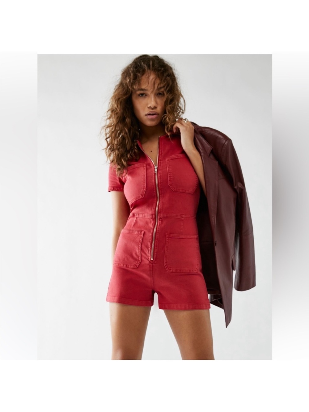 Free People Lennox Shortsuit formula one red